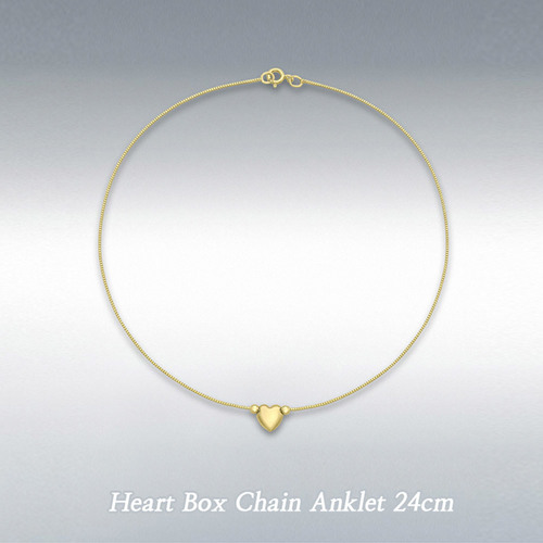런던골드 9ct Gold 발찌 Heart Box Chain/액세서리